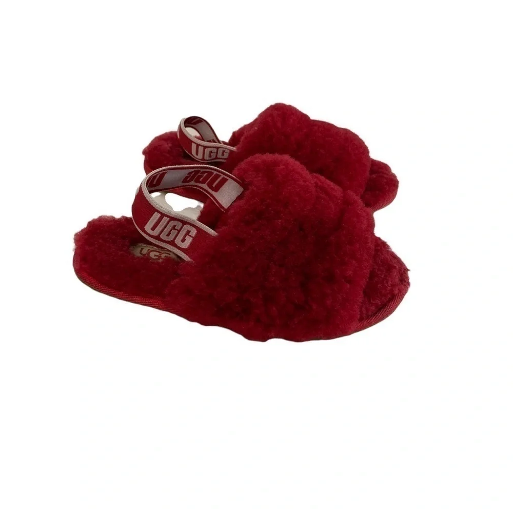 UGG Fluff Yeah Slide Sandal Toddler Ribbon‎ Red 10